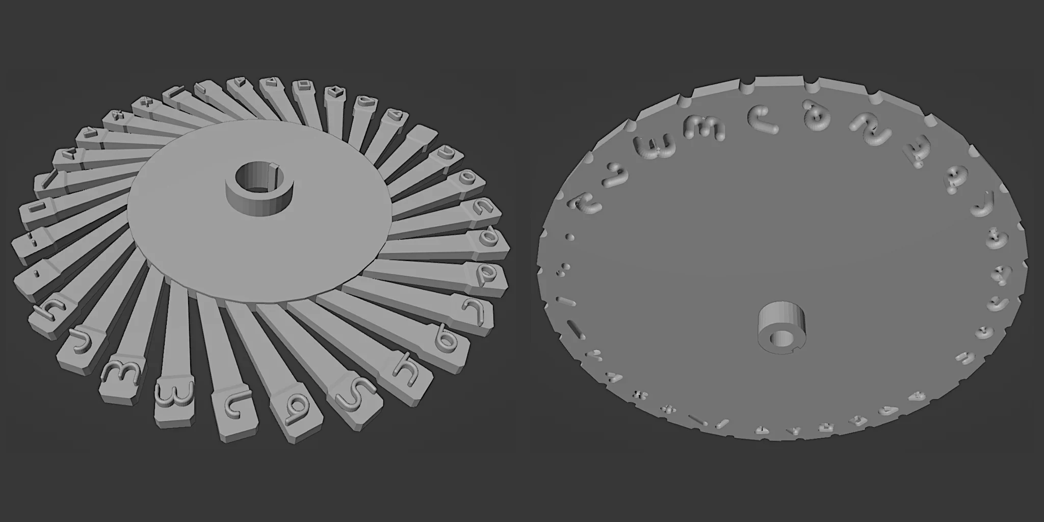 Blender model of the new punch-wheel parts.