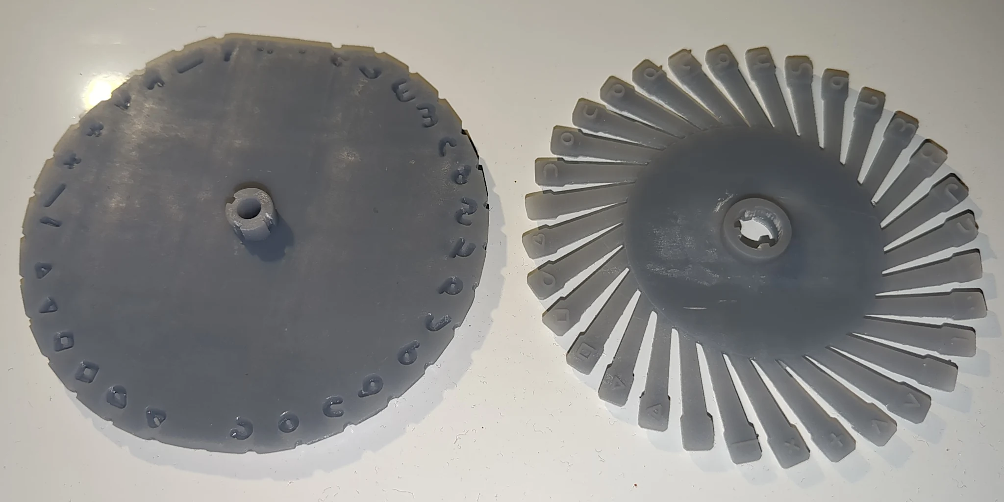 Domestic resin print of the new punch-wheel parts.