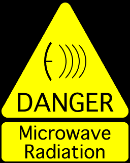 Microwave radiation warning sign