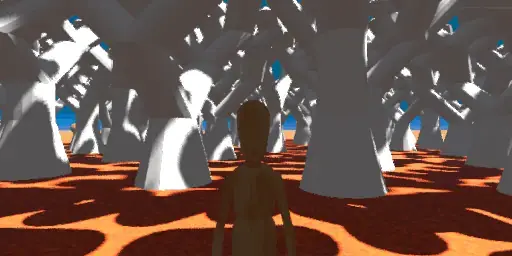 Animation of moving in the 3D forest.
