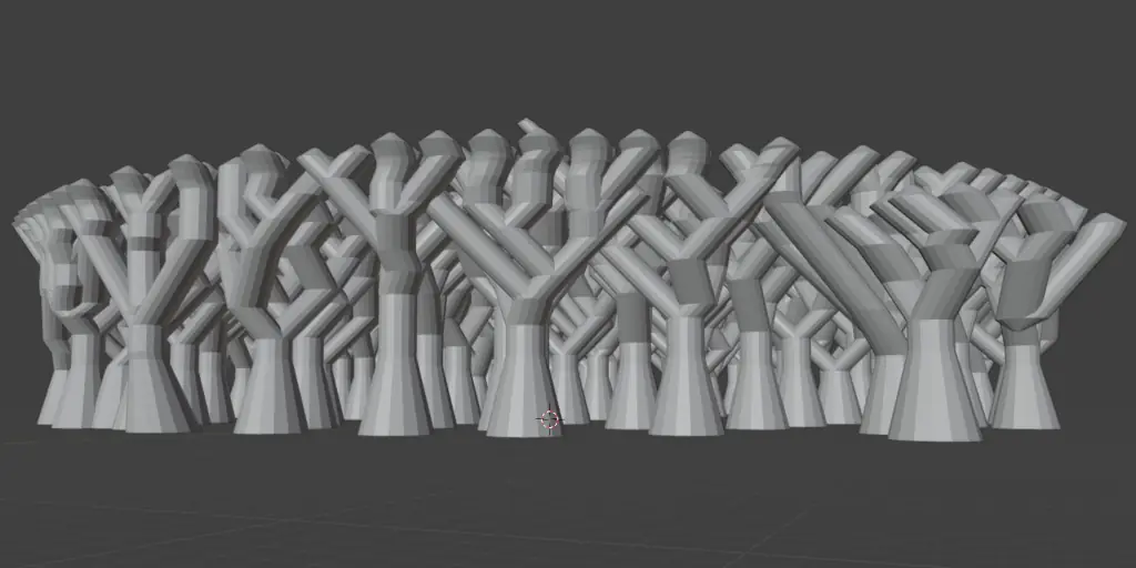A big bunch of tree-like 3D-print support structures.